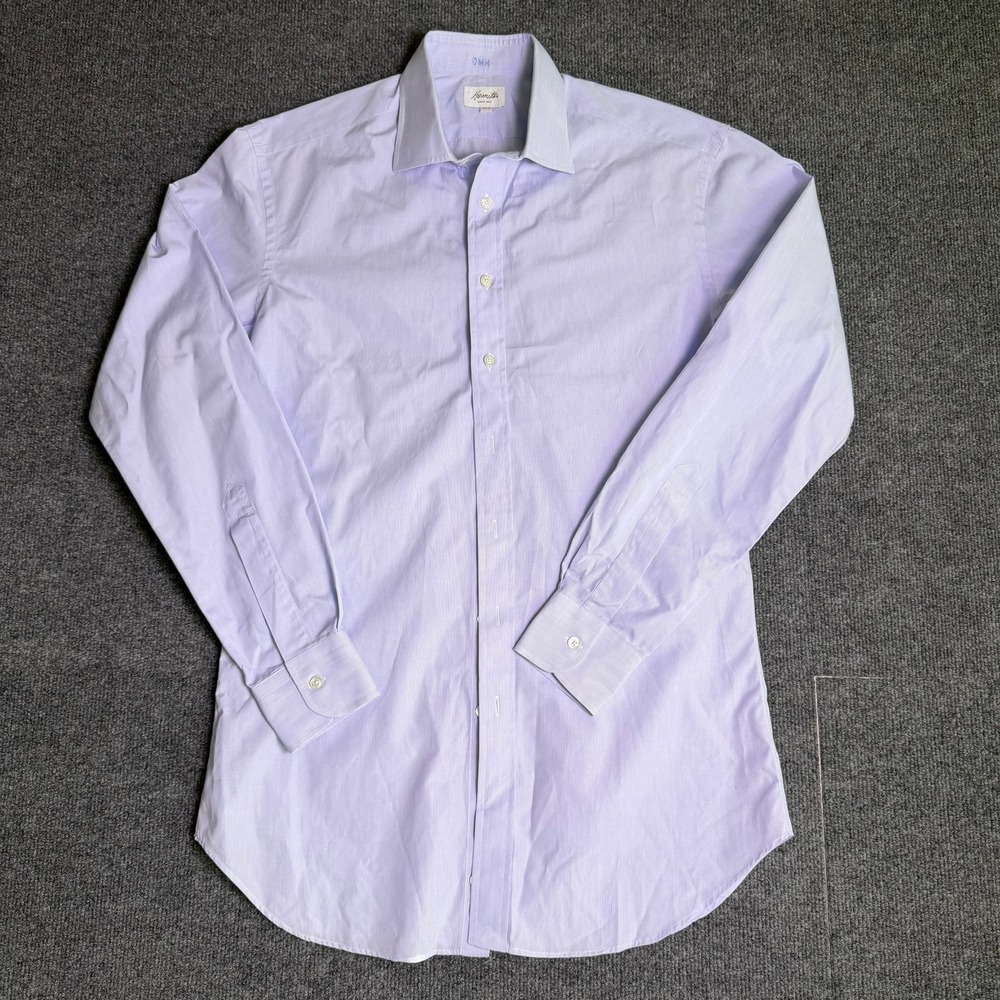 Hamilton Shirts Mens Purple Micro Check Long Sleeve Dress Shirt